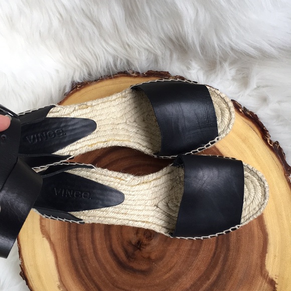 Vince leather ankle strap wedge espadrille sandals - Picture 7 of 8